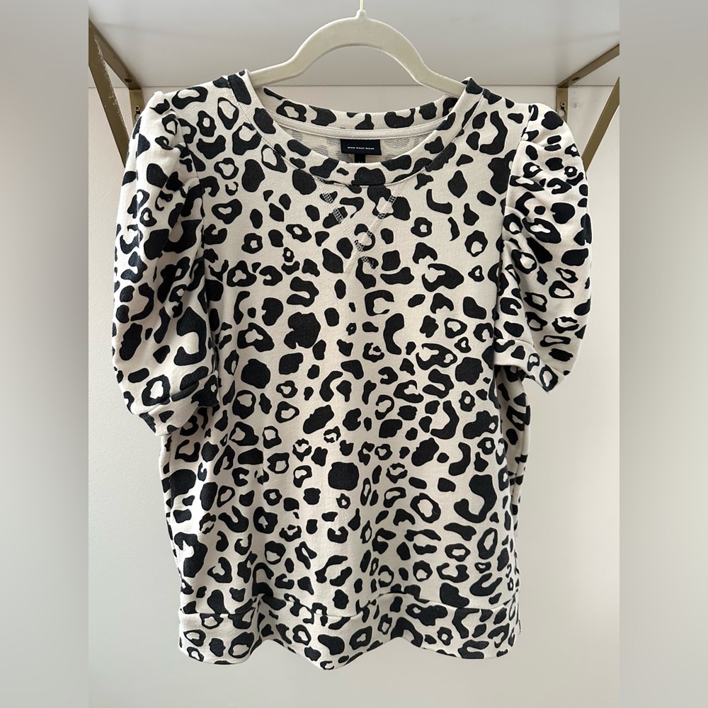 Who What Wear Black and White Boxy Short Sleeve T-Shirt